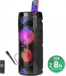 Přenosný karaoke Bluetooth reproduktor MEDIA-TECH FunBox Keg Pro 50 W s LED a FM rádiem