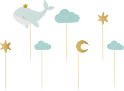 Dekorace na muffiny – velryba, sada 7 ks