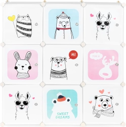 dětská modulární skříňka se 9 dvířky s motivy zvířátek modernhome