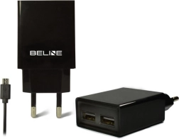 Síťová nabíječka BELINE 2× USB s kabelem microUSB 2 A, černá