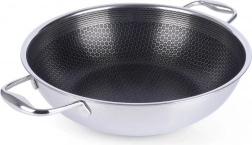 Nerezový nepřilnavý wok COOKCELL 28 cm
