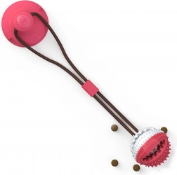 Interaktivní psí hračka s přísavkou a pamlskovým míčkem