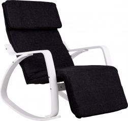 Houpací křeslo s nastavitelnou opěrkou nohou od ModernHome v bílé a černé barvě