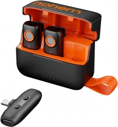 bezdrátový mikrofonní systém HOHEM s nabíjecím pouzdrem (2 vysílače + 1 přijímač)