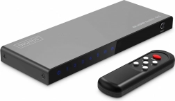 DIGITUS 8K HDMI přepínač 5×1, 60 Hz (4:4:4), HDR, HDCP 2.3, s dálkovým ovládáním, černý