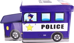 Úložný box na hračky s taburetem – policejní auto