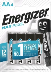 Alkalické baterie AA ENERGIZER MAX PLUS, 4 ks