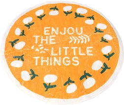 Kulatý protiskluzový koberec 80 × 80 cm – květinový vzor, žlutý