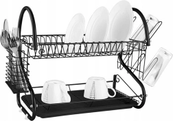 Dvoupatrová odkapávačka na nádobí, černá