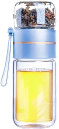 Skleněná cestovní láhev na čaj Toro z borosilikátového dvojitého skla 165 + 90 ml