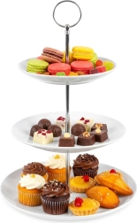 Porcelánová třípatrová etažérka 34 cm bílá