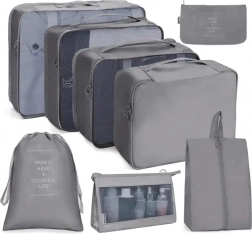 Cestovní organizér do kufru – 8dílná sada, šedá