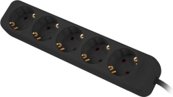 prodlužovací přepěťová lišta 5 zásuvek schuko s kabelem 3 m, černá