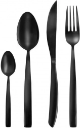 Luxusní černý nerezový příbor pro 6 osob, 24dílný ORION Black Luxury