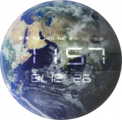 Nástěnné digitální hodiny zeměkoule s LED displejem 32 cm, modré