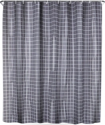 Voděodolný sprchový závěs s háčky 180 × 180 cm, šedá kostka