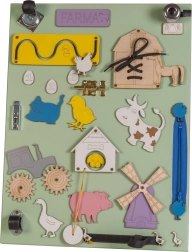 Dřevěná oboustranná aktivní tabule Farma zelená 28 x 37,5 x 50 cm