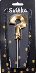 Zlatá párty svíčka ve tvaru otazníku