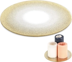 Skleněná zrcadlová brokátová dekorativní podložka pod svíčky 20 cm