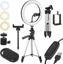 led kruhové světlo 10" se stativem a dálkovým ovládáním