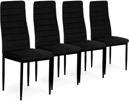 Židle s profilovaným opěradlem černý samet sada 4