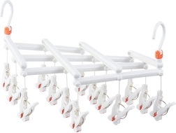 Skládací sušák na prádlo s kolíčky, 14 kolíčků, bílý