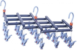 Skládací sušák na prádlo s kolíčky, 19 klipsů, tmavě modrý