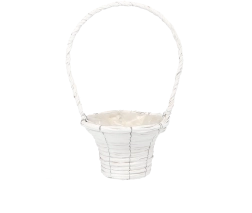 Bílý proutěný košík jako obal na květináč 20 × 41 cm