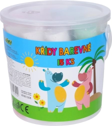 Barevné chodníkové křídy v kyblíku, 15 ks