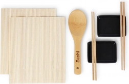 Sada na sushi pro dva – bambusové podložky, hůlky a keramické misky (7 dílů)