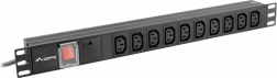 Racková PDU lišta 19" 1U, 10x IEC C13, vstup C14, 2 m, 10A, černá