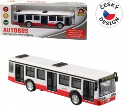 Kovový autobus na zpětný chod s otevíracími dveřmi