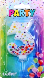 Párty svíčka číslo 3 s puntíky