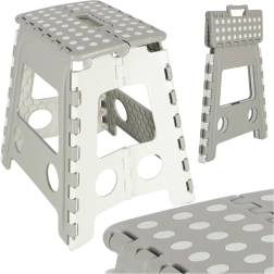 Skládací protiskluzová stolička 39 cm – světle šedá