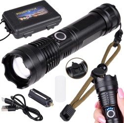 Výkonná LED svítilna s USB dobíjením, voděodolná, se zoomem