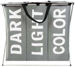 Tříkomorový koš na prádlo se skládacím rámem