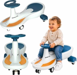 Dětské gravitační odrážedlo Swing Fix S4 s LED koly a hudbou – Modro-bílé