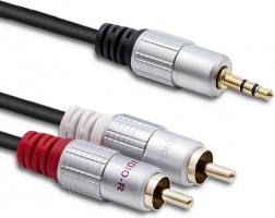 Kabel 2xRCA na 3.5mm Jack, 1m, černý
