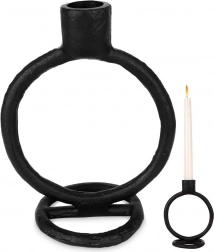 Hliníkový svícen na vysokou svíčku, černý, 15 cm