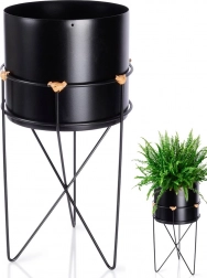 Kovový květináč na stojanu, černý 17 × 31,5 cm