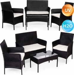 Sada zahradního nábytku - Stůl, lavice, křesla Černý MultiGarden