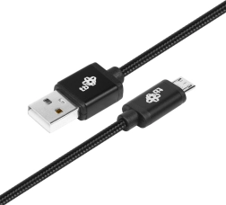 USB–micro USB kabel 1,5 m s černým textilním opletem