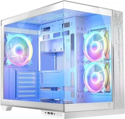 Bílá počítačová skříň Volcano Panorama APEX ARGB 3F MIDI