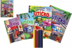 Dětské omalovánky a aktivity s autíčkem a pastelkami