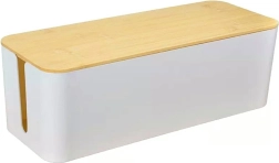 Organizér na kabely s bílým a hnědým designem