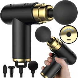 Mini masážní pistole na svaly s USB‑C, 6 rychlostí a 4 hlavicemi