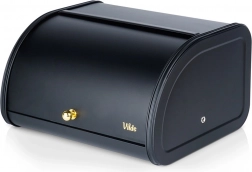 Černý kovový chlebník 30 × 26,5 × 17 cm