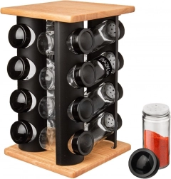Otočný stojan na koření s 16 sklenicemi Black
