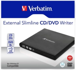 Externí slim vypalovačka CD/DVD USB 2.0 VERBATIM