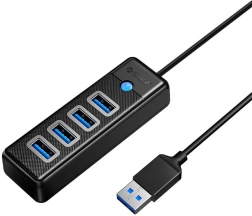 Orico USB hub 4× USB 3.0, 5 Gbps, kabel 0,15 m, černý